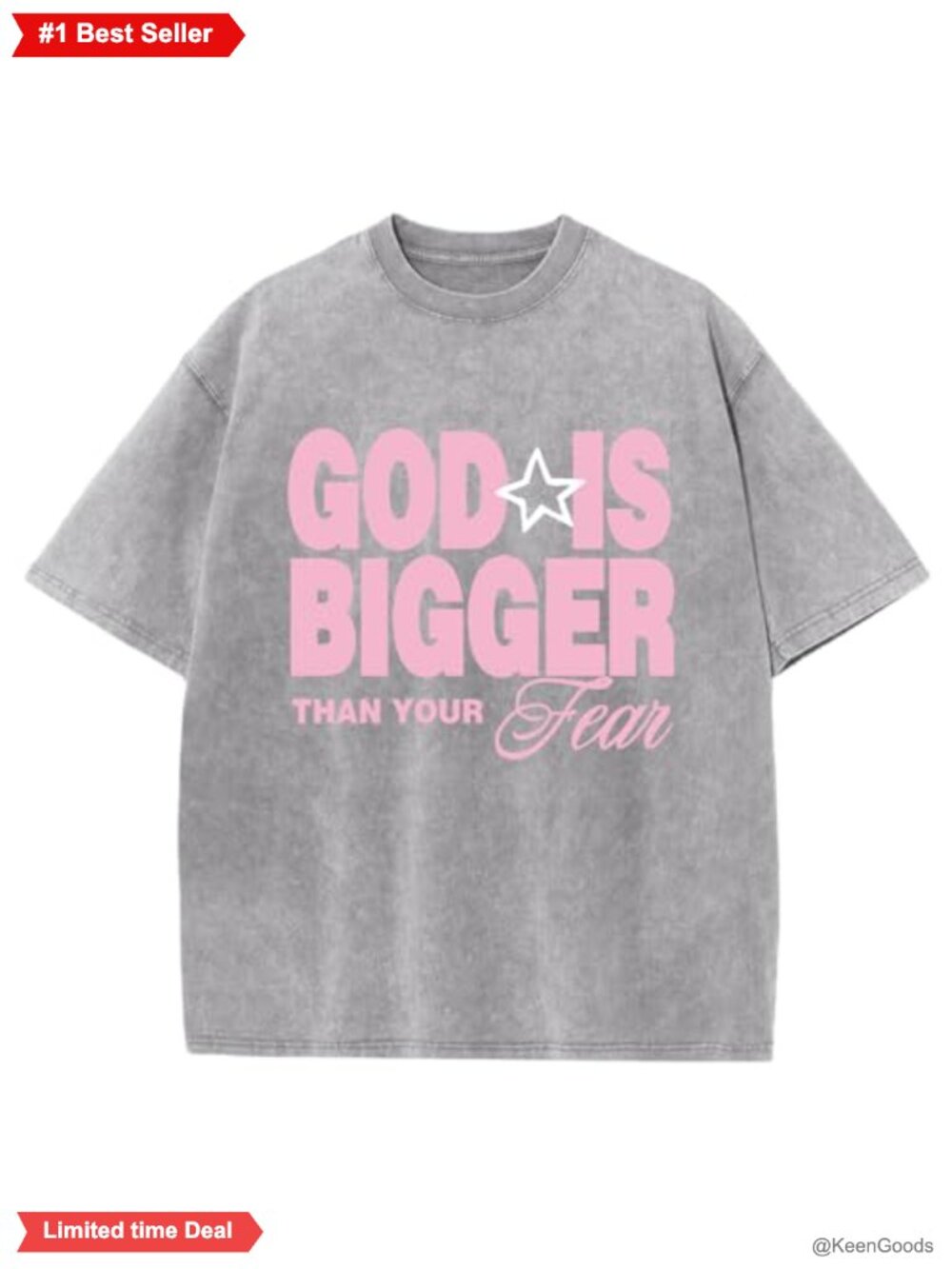 Christian Faith Graphic Tee Men Oversized Vintage Acid Wash Cotton T-Shirt